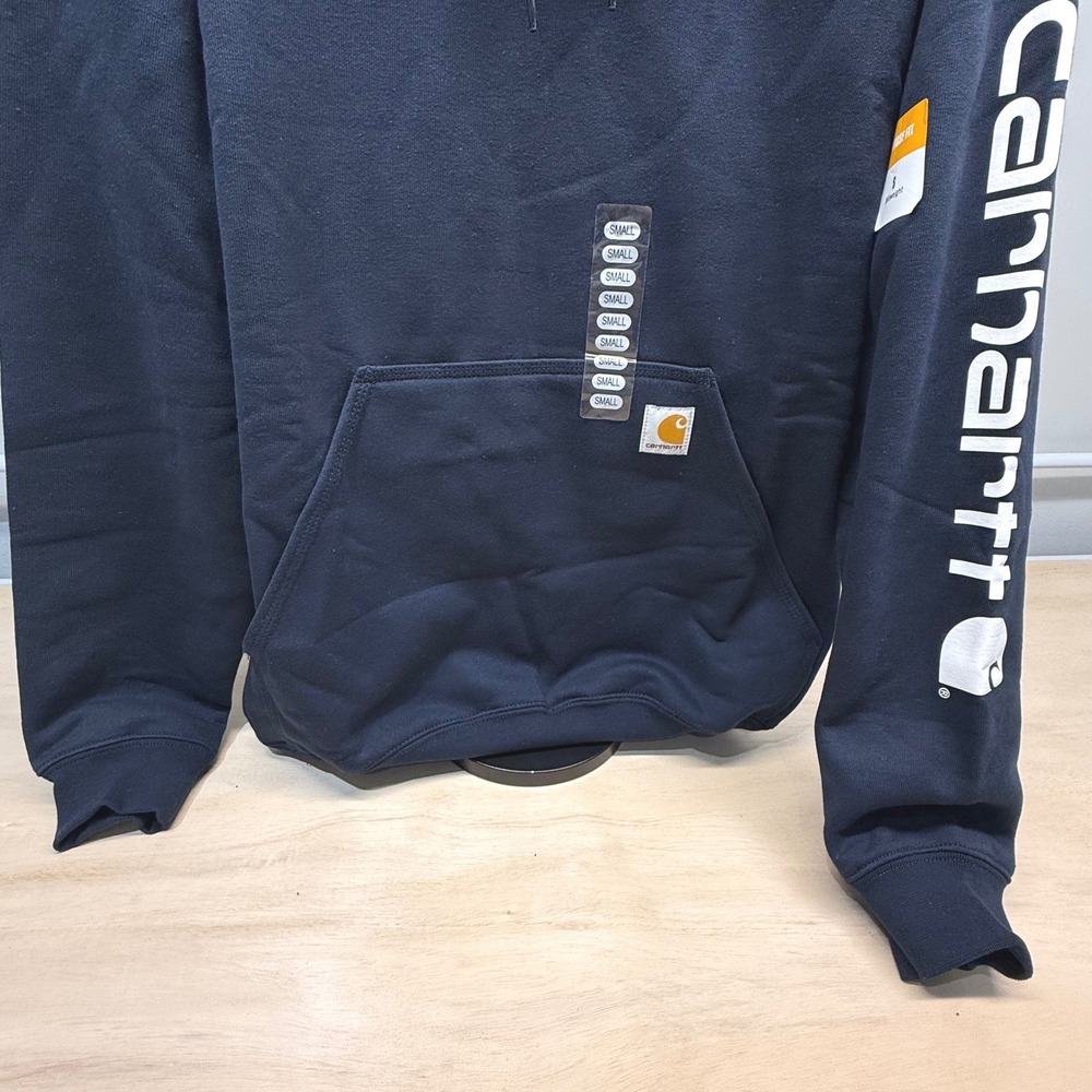 Carhartt Mens Loose Fit Midweight Logo Sleeve Hoodie Navy K288-472 Small NWT - Picture 5 of 11